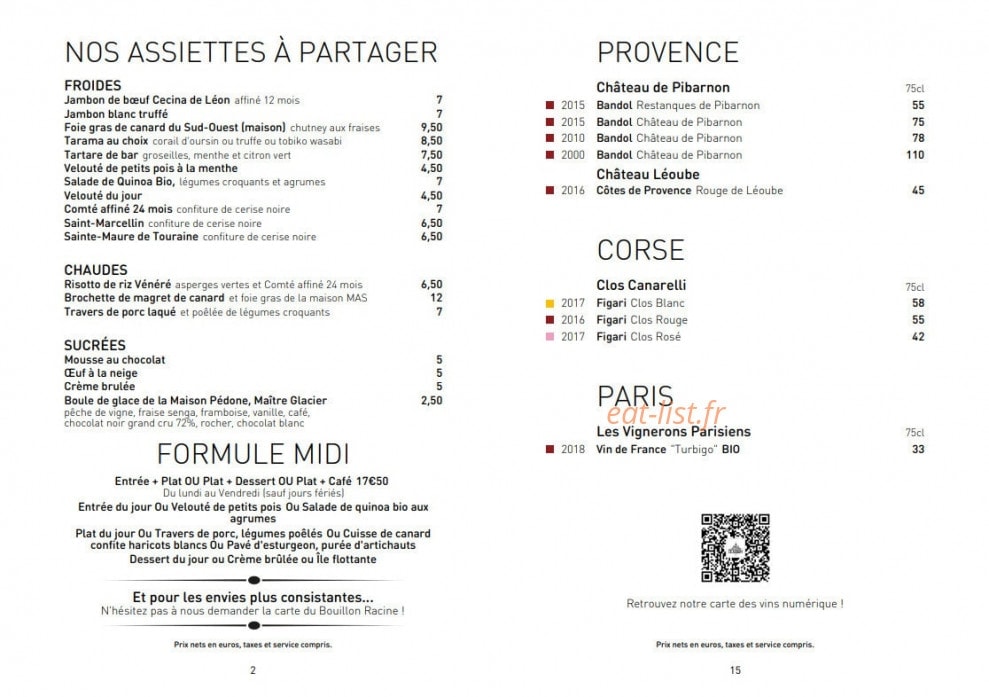 Le bar du Bouillon — carte page 2