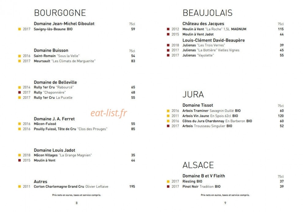 Le bar du Bouillon — carte page 8