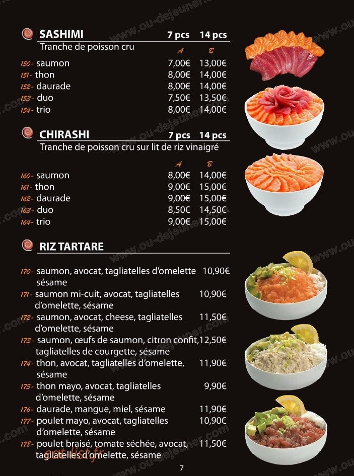 Le Comptoir du Sushi — carte page 8