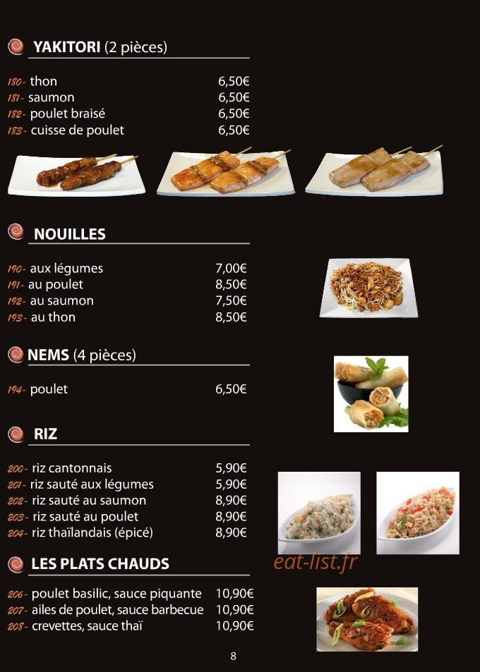Le Comptoir du Sushi — carte page 9