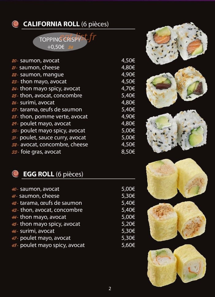 Le Comptoir du Sushi — carte page 4