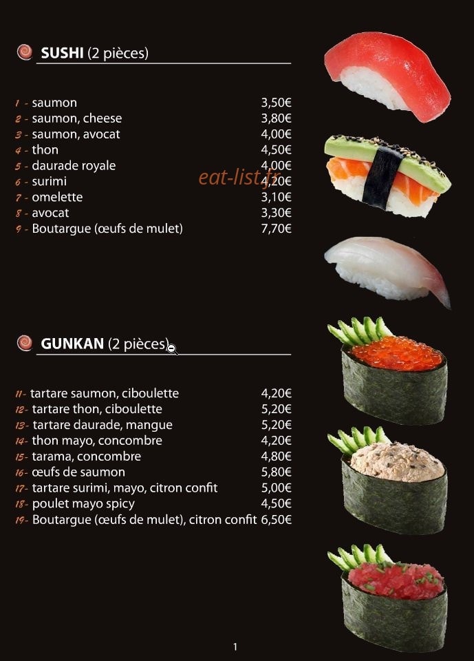 Le Comptoir du Sushi — carte page 3