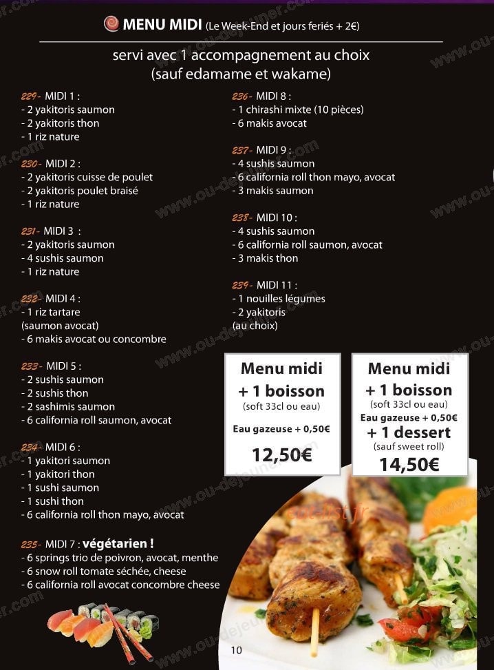 Le Comptoir du Sushi — carte page 11