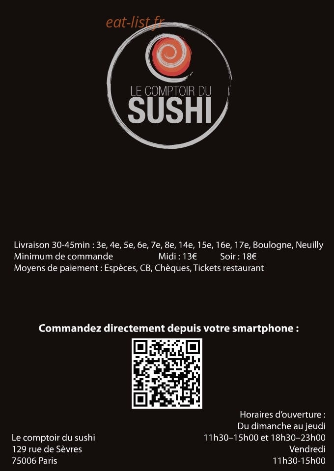 Le Comptoir du Sushi — carte page 15