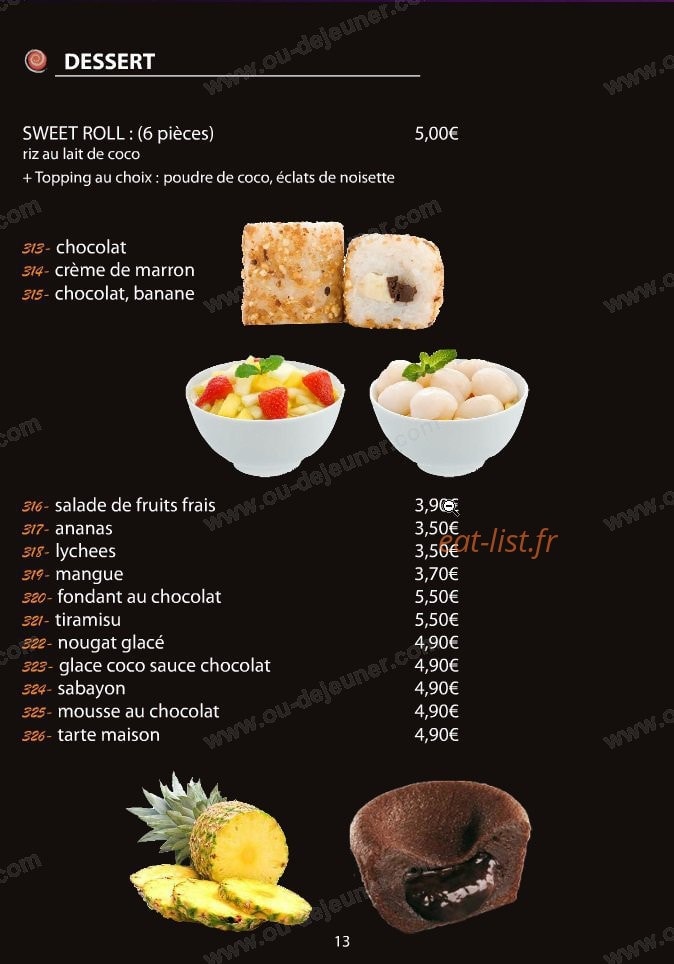 Le Comptoir du Sushi — carte page 14