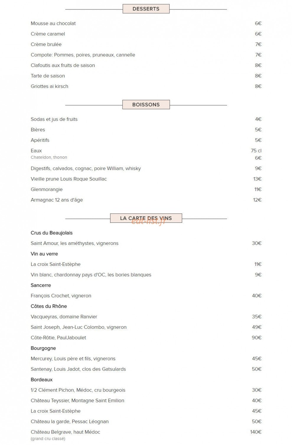 Le machon d'henri — carte page 2