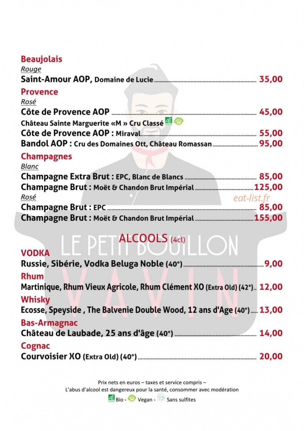 Le Petit Bouillon Vavin — carte page 2