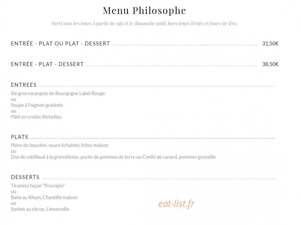 Le Procope — carte page 2