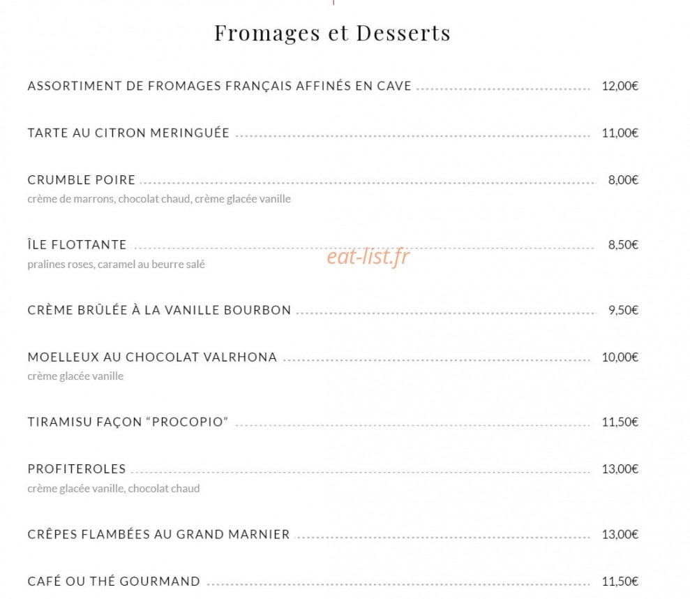 Le Procope — carte page 7
