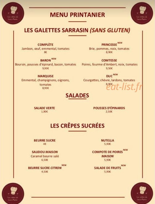 Les Crêpes de Louis-Marie — carte page 1