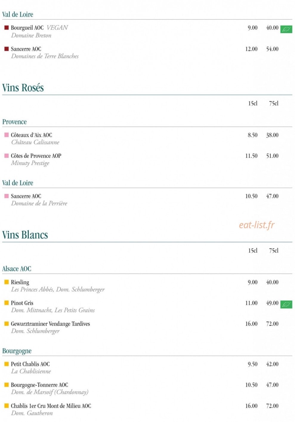 Les Deux Magots — carte page 9