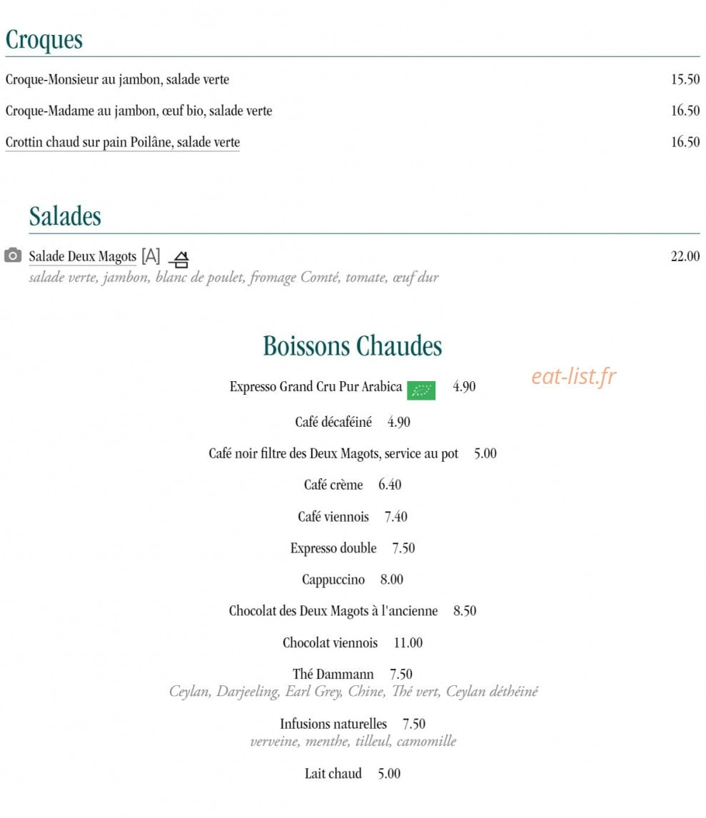 Les Deux Magots — carte page 2