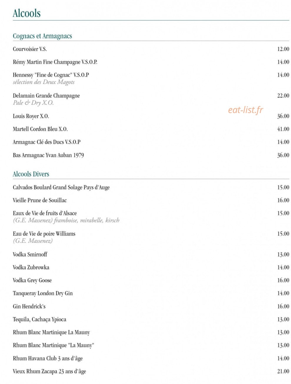 Les Deux Magots — carte page 30