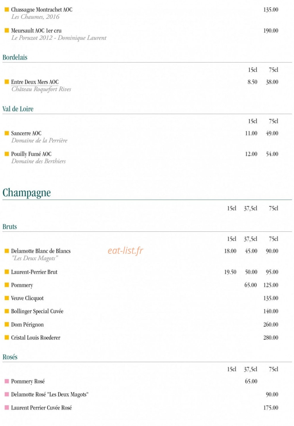 Les Deux Magots — carte page 17