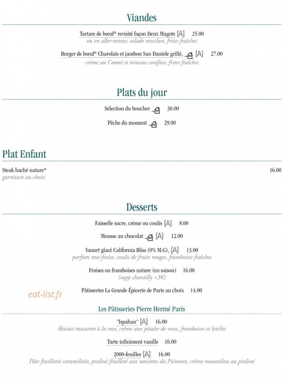 Les Deux Magots — carte page 6