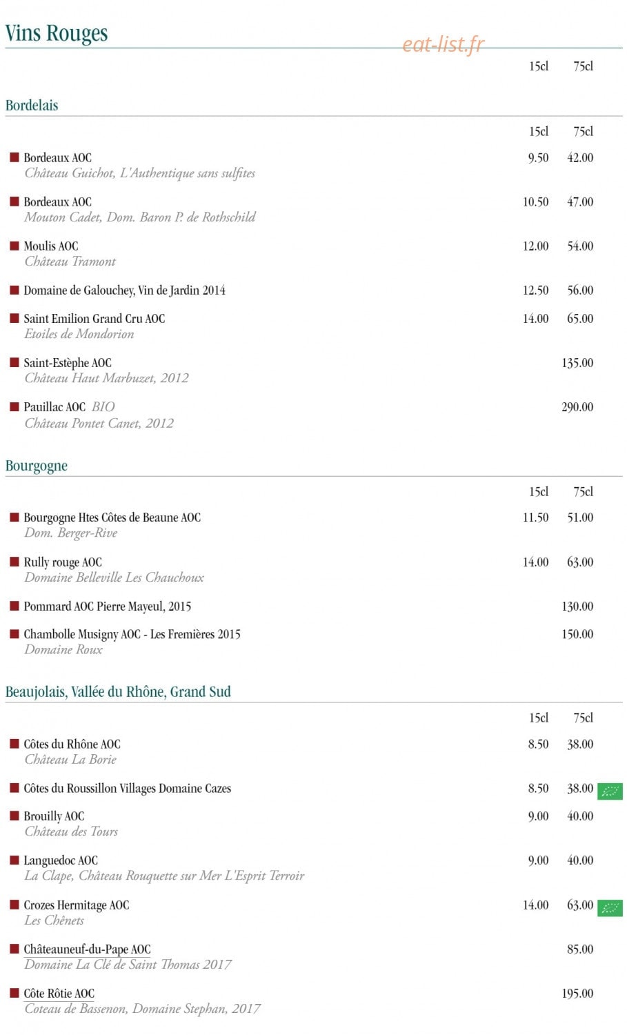 Les Deux Magots — carte page 15