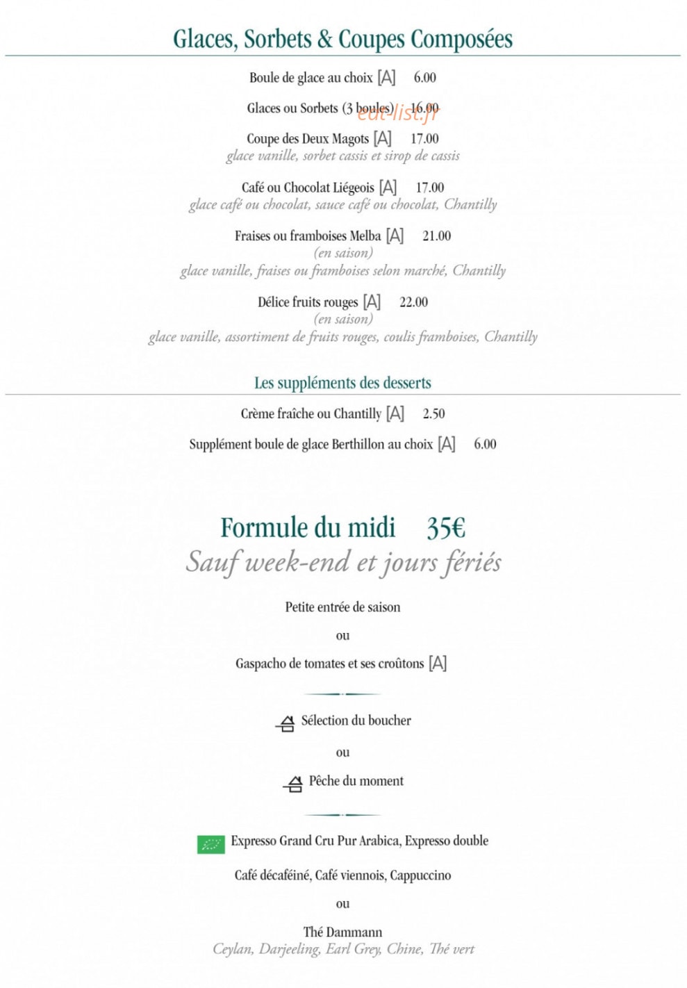 Les Deux Magots — carte page 7