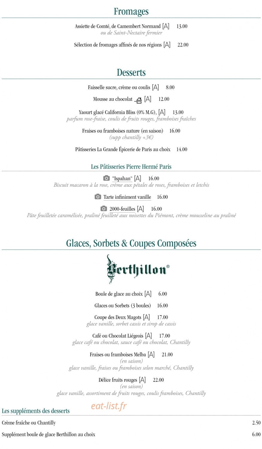 Les Deux Magots — carte page 21
