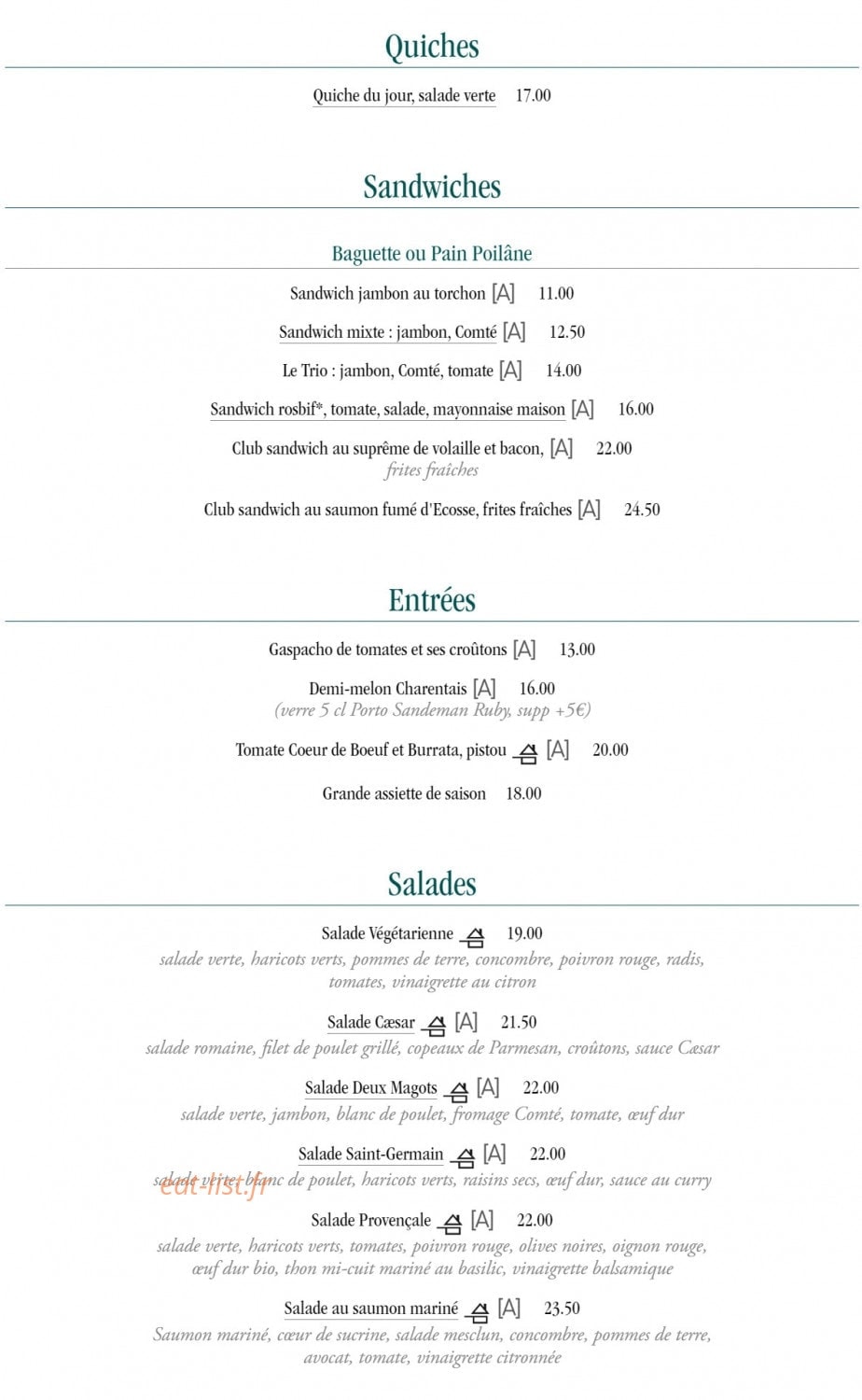Les Deux Magots — carte page 5