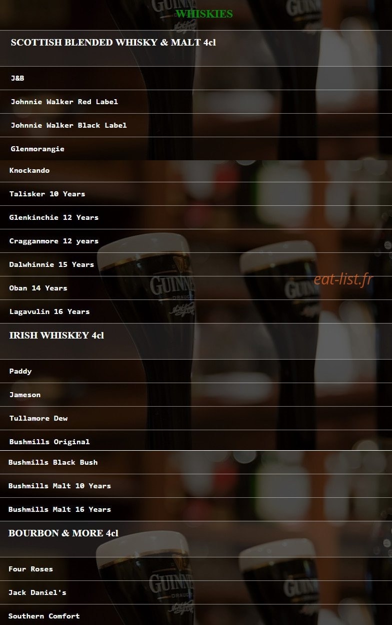 Little Temple Bar — carte page 2