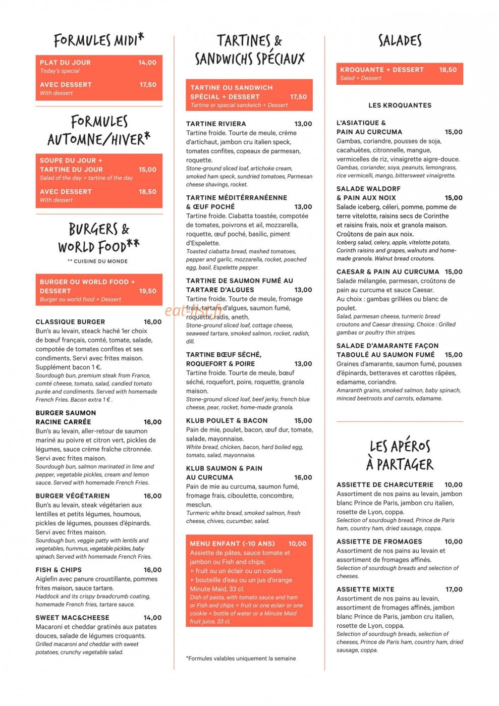 Maison Eric Kayser — carte page 2