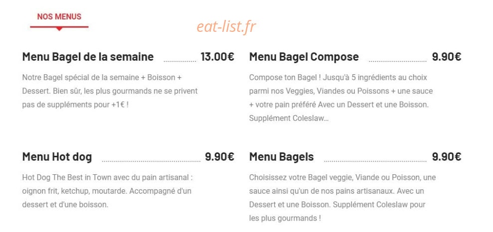 Nina's Bagel & Salade — carte page 1