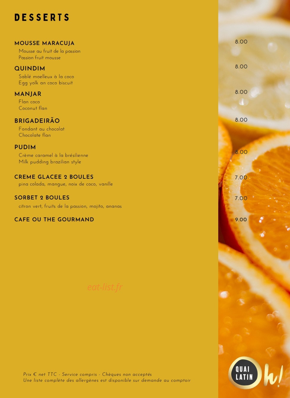 Oh Quai Latin — carte page 3