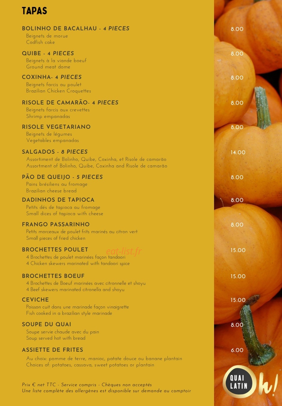 Oh Quai Latin — carte page 1