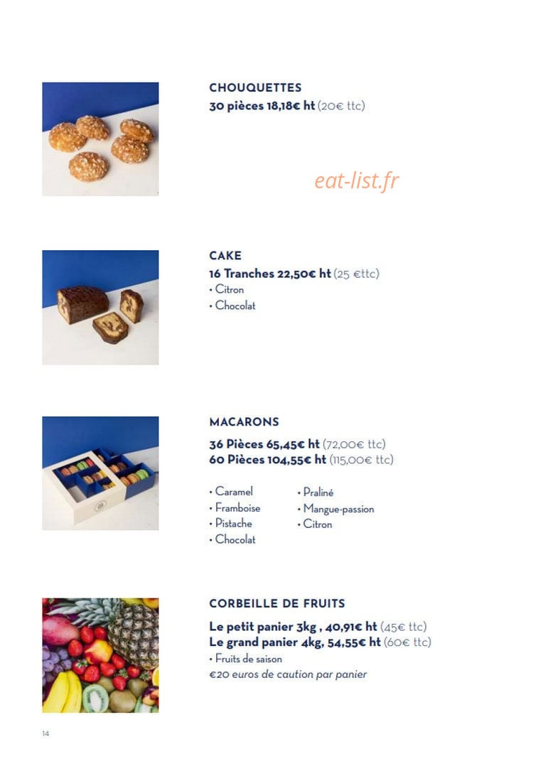 Paris Baguette — carte page 14