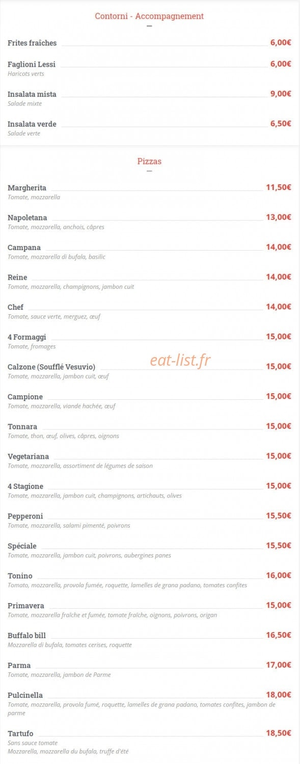 Pizza Vesuvio — carte page 2