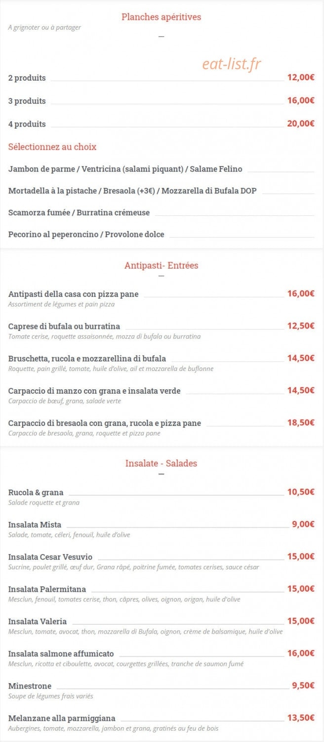 Pizza Vesuvio — carte page 1