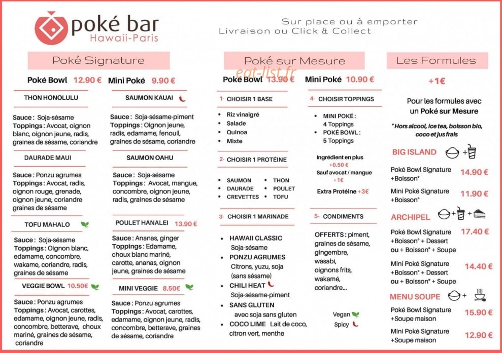 Poké Bar — carte page 1