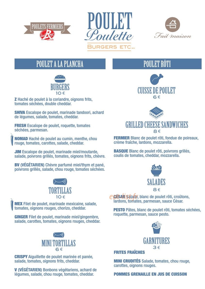 Poulet Poulette — carte page 1