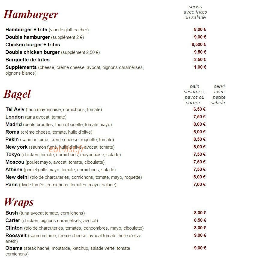 Resto Fleg — carte page 1