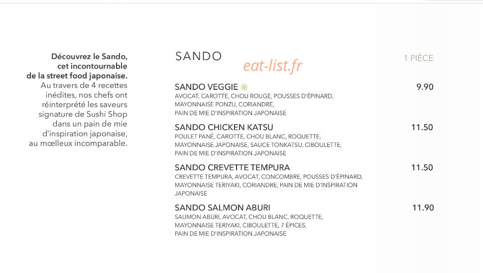 Sushi Shop — carte page 15