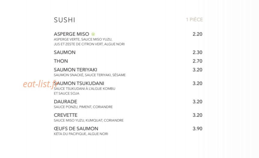 Sushi Shop — carte page 19