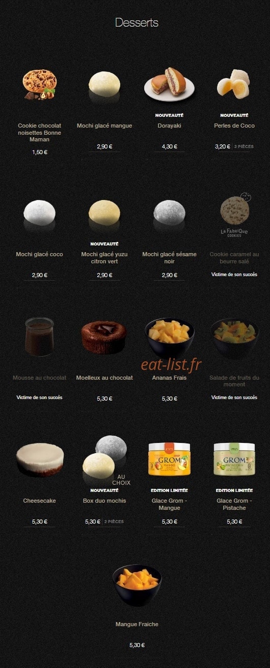 Sushi Shop — carte page 25