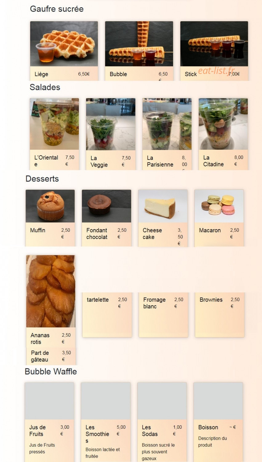 The French Waffle — carte page 3