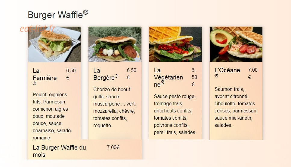 The French Waffle — carte page 1