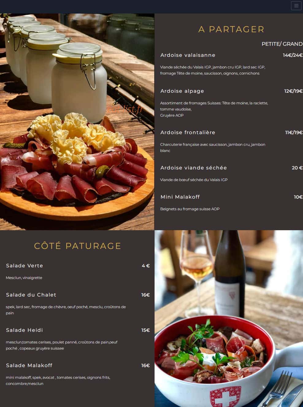 Tradiswiss — carte page 1