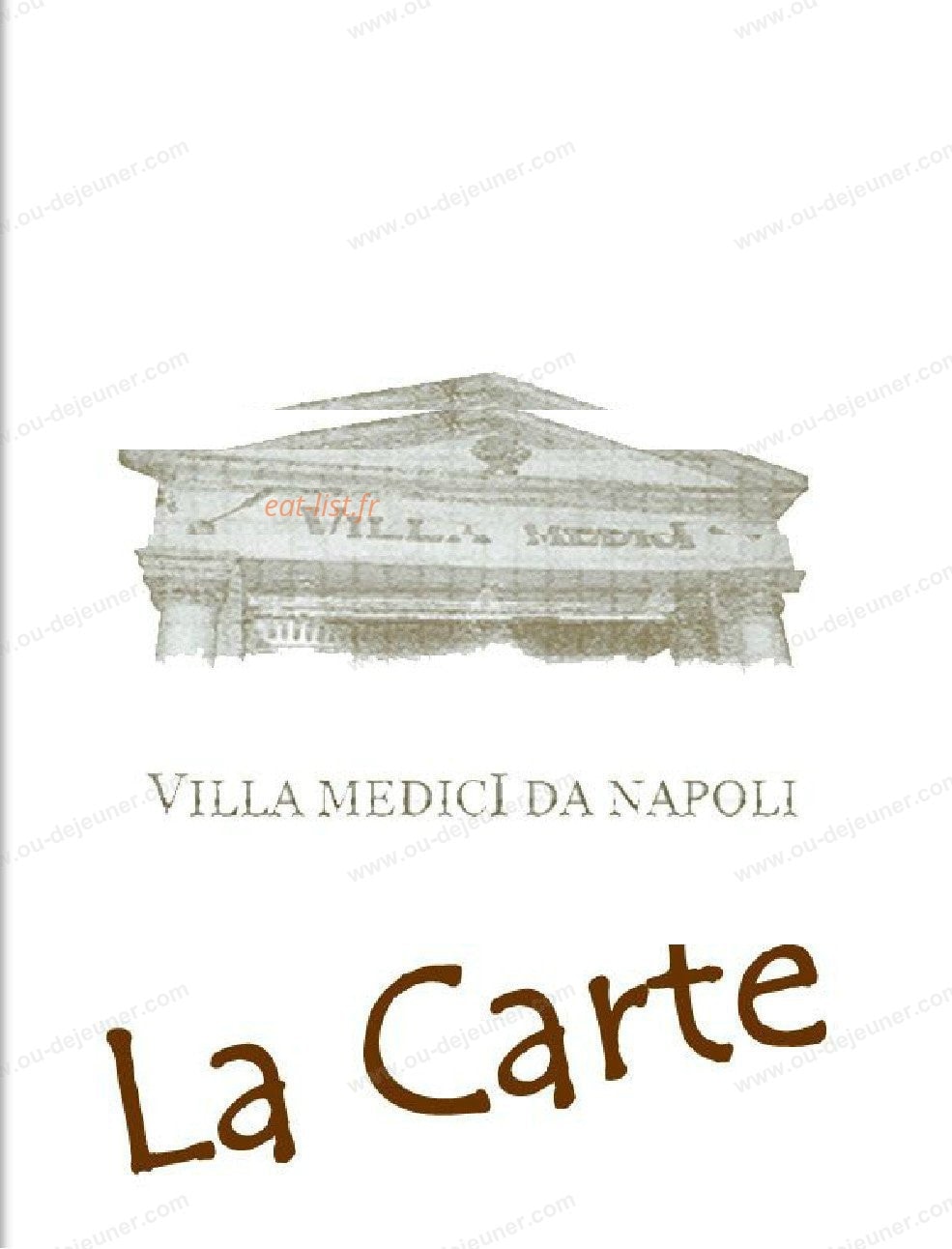 Villa Médici Da Napoli — carte page 1