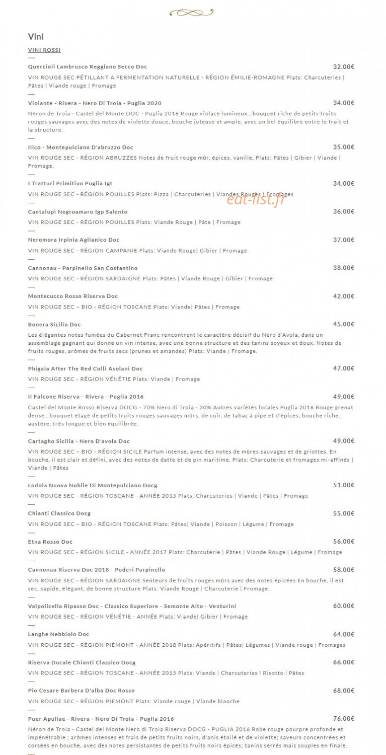 Vita Ristorante — carte page 6