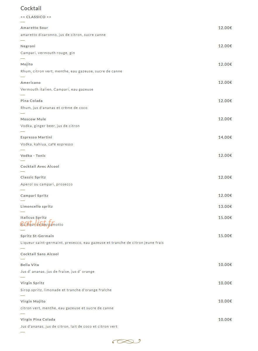 Vita Ristorante — carte page 5