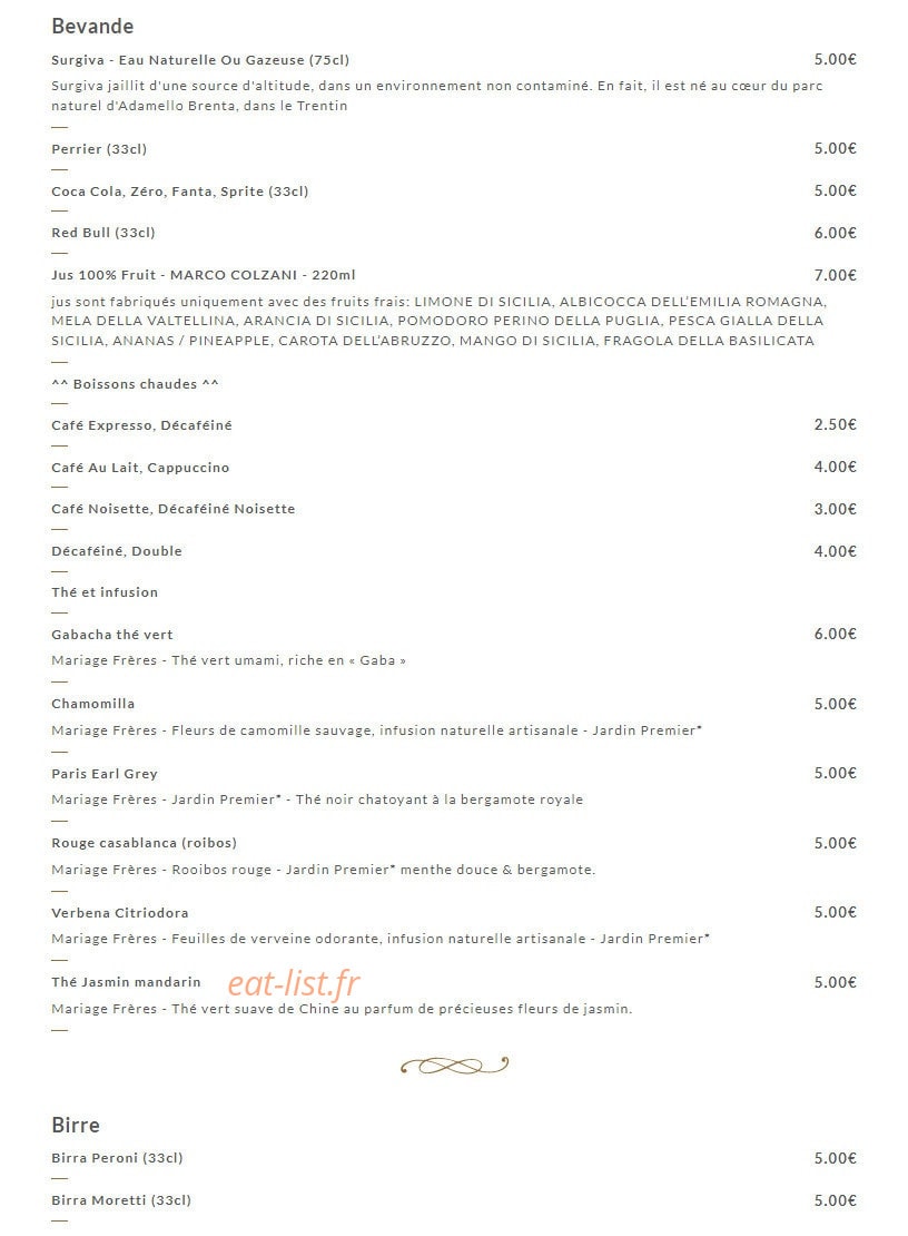 Vita Ristorante — carte page 10