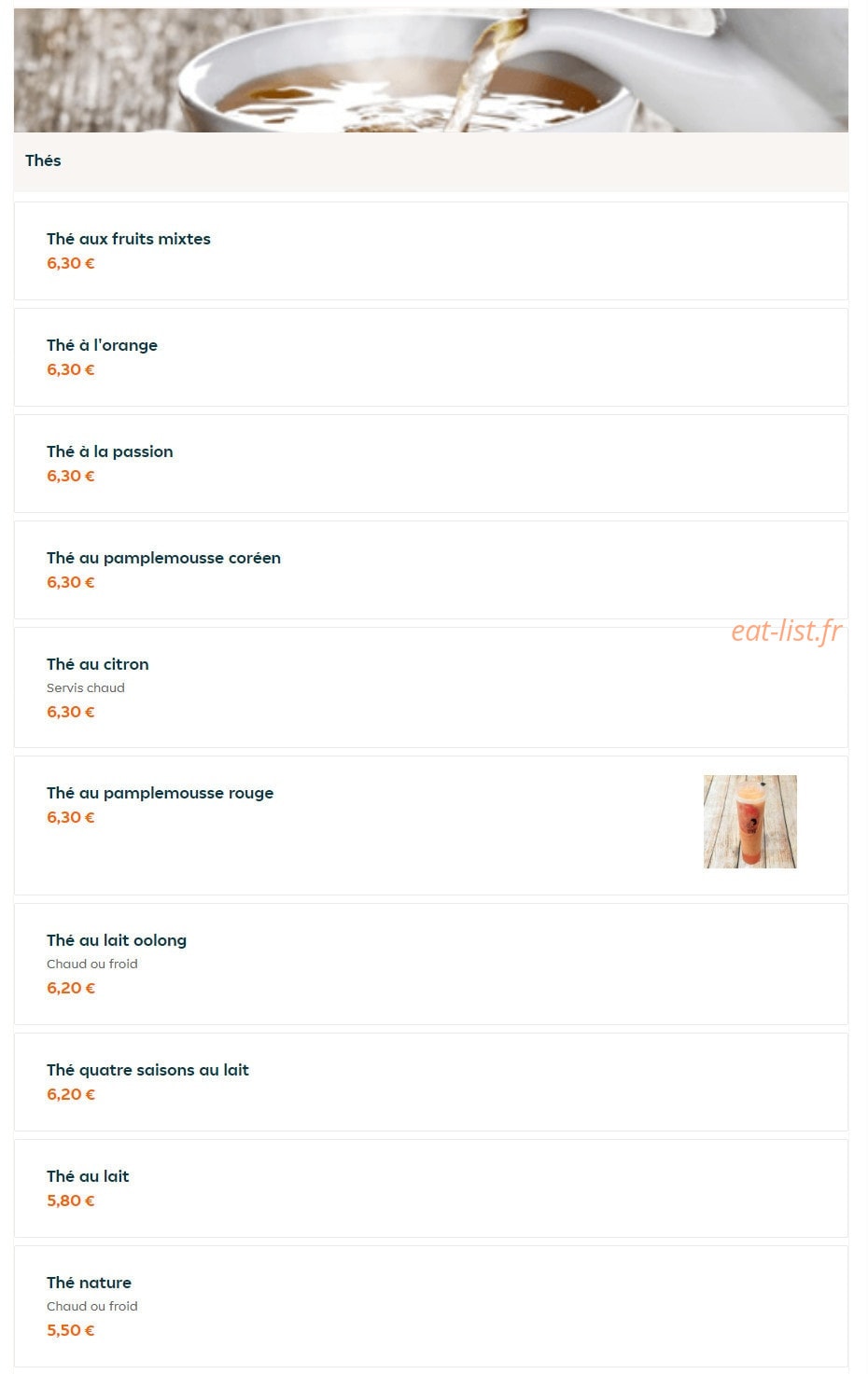Wow Tea — carte page 5