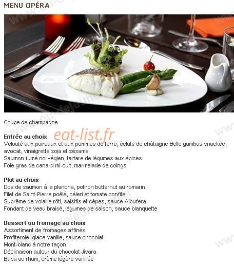 tour eiffel restaurant menu
