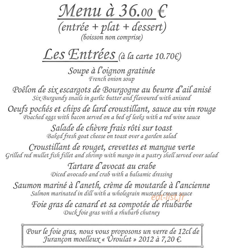 A la Petite Chaise — carte page 2