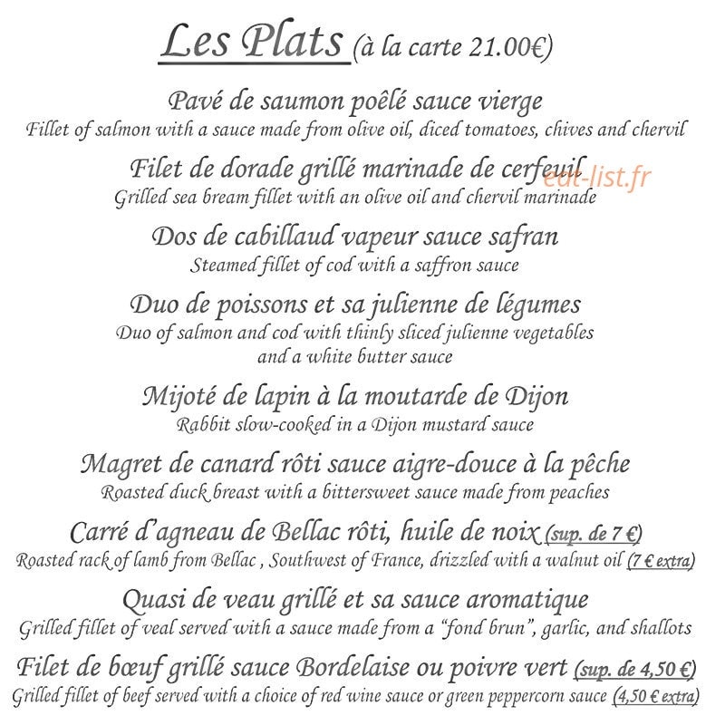 A la Petite Chaise — carte page 3