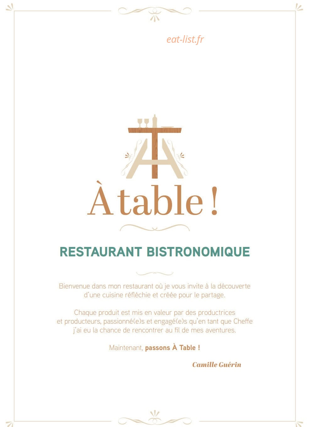 A Table ! — carte page 1