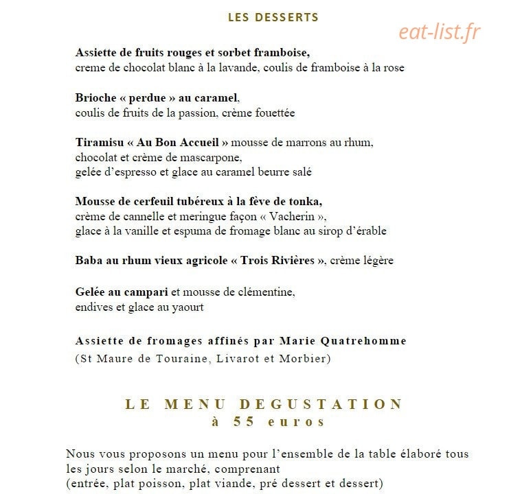 Au Bon Accueil — carte page 2